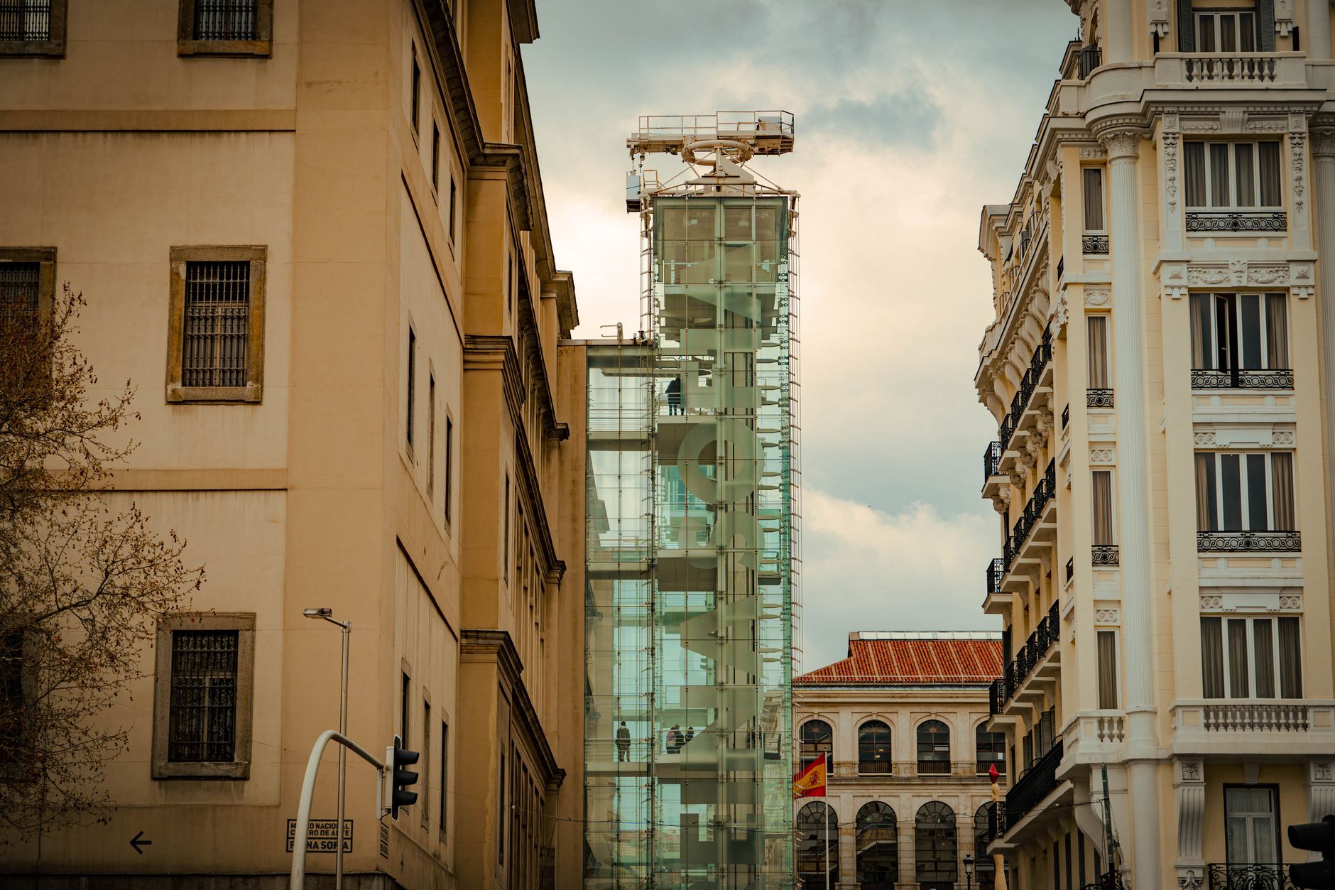 View of modern and classic architecture in central Madrid, Spain