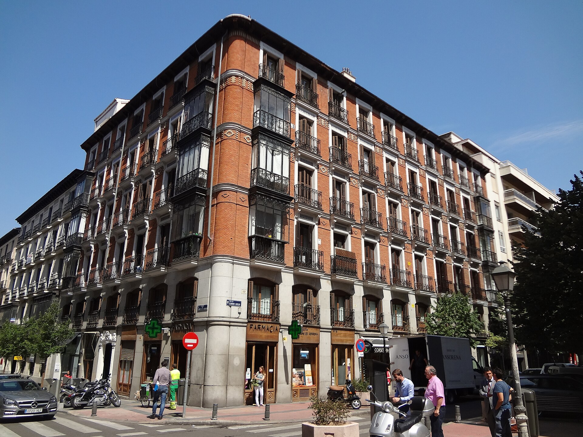 Brick apartment building in Madrid's Barrio de Salamanca