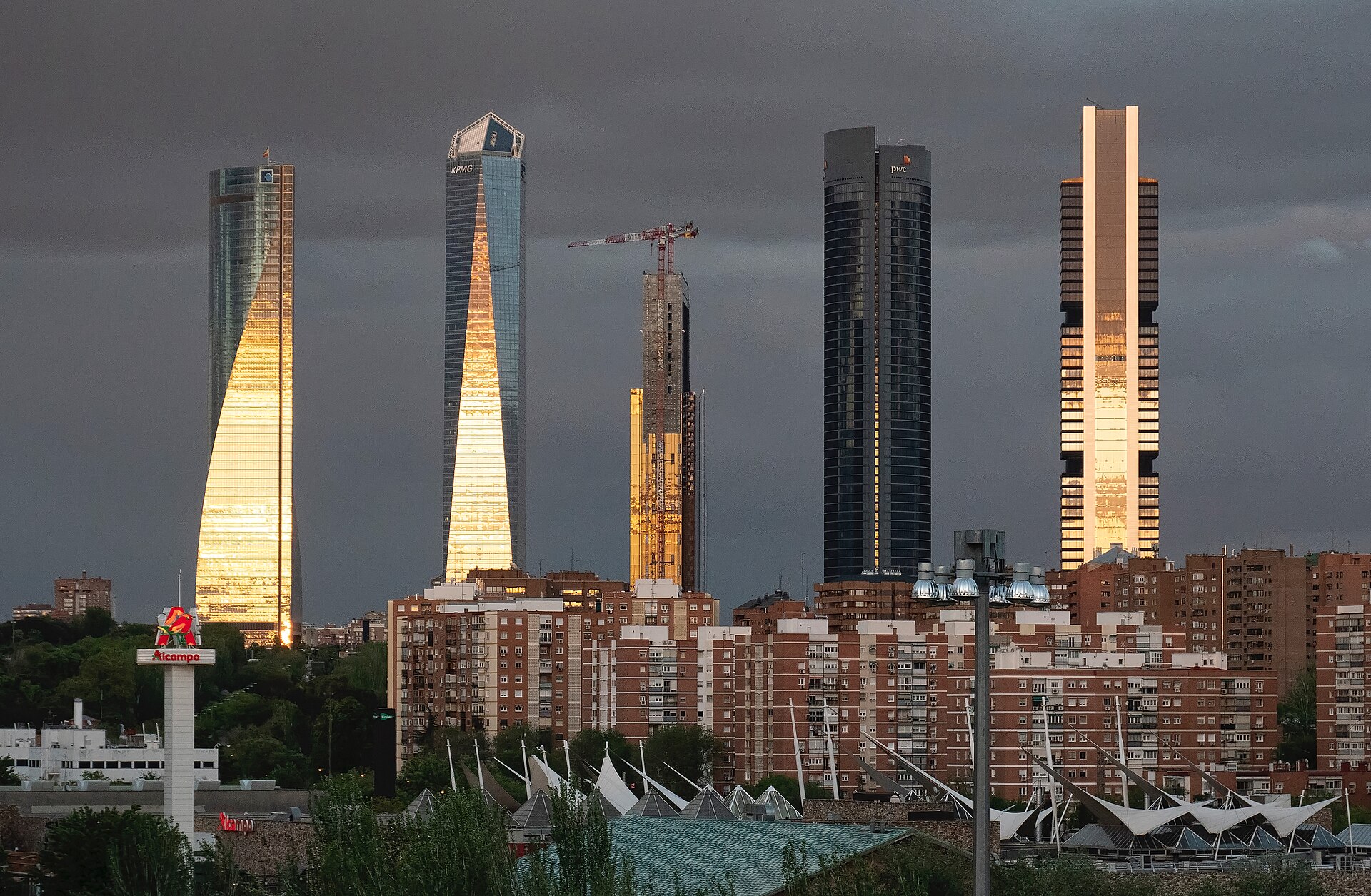 The skyscrapers of the Cuatro Torres Business Area in Madrid