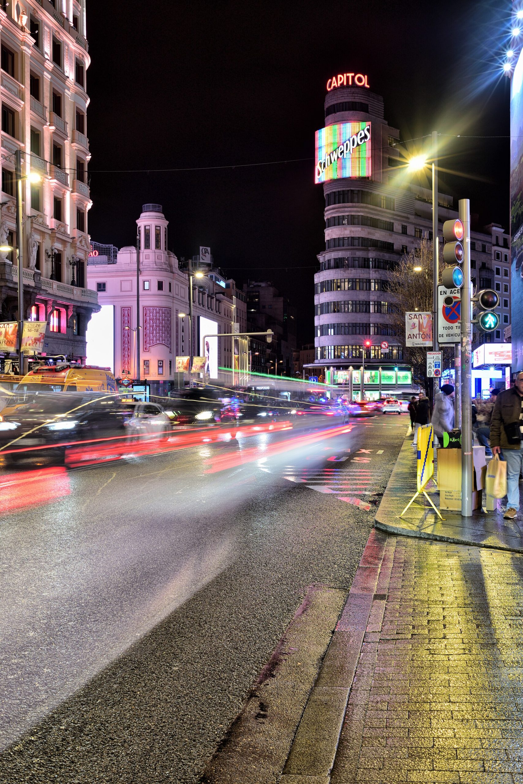 Gran Vía in Madrid, lined with tall buildings along the avenue