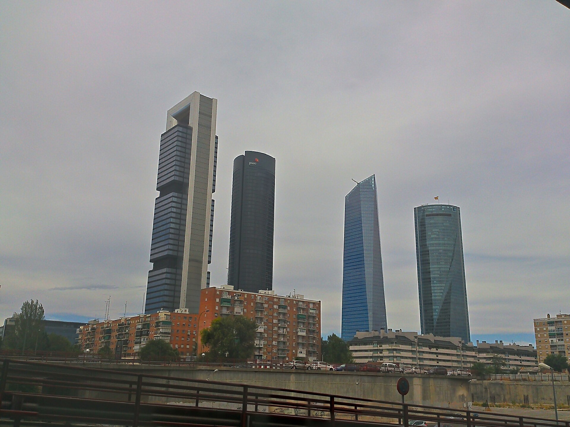 Madrid skyline with the four business towers of Cuatro Torres