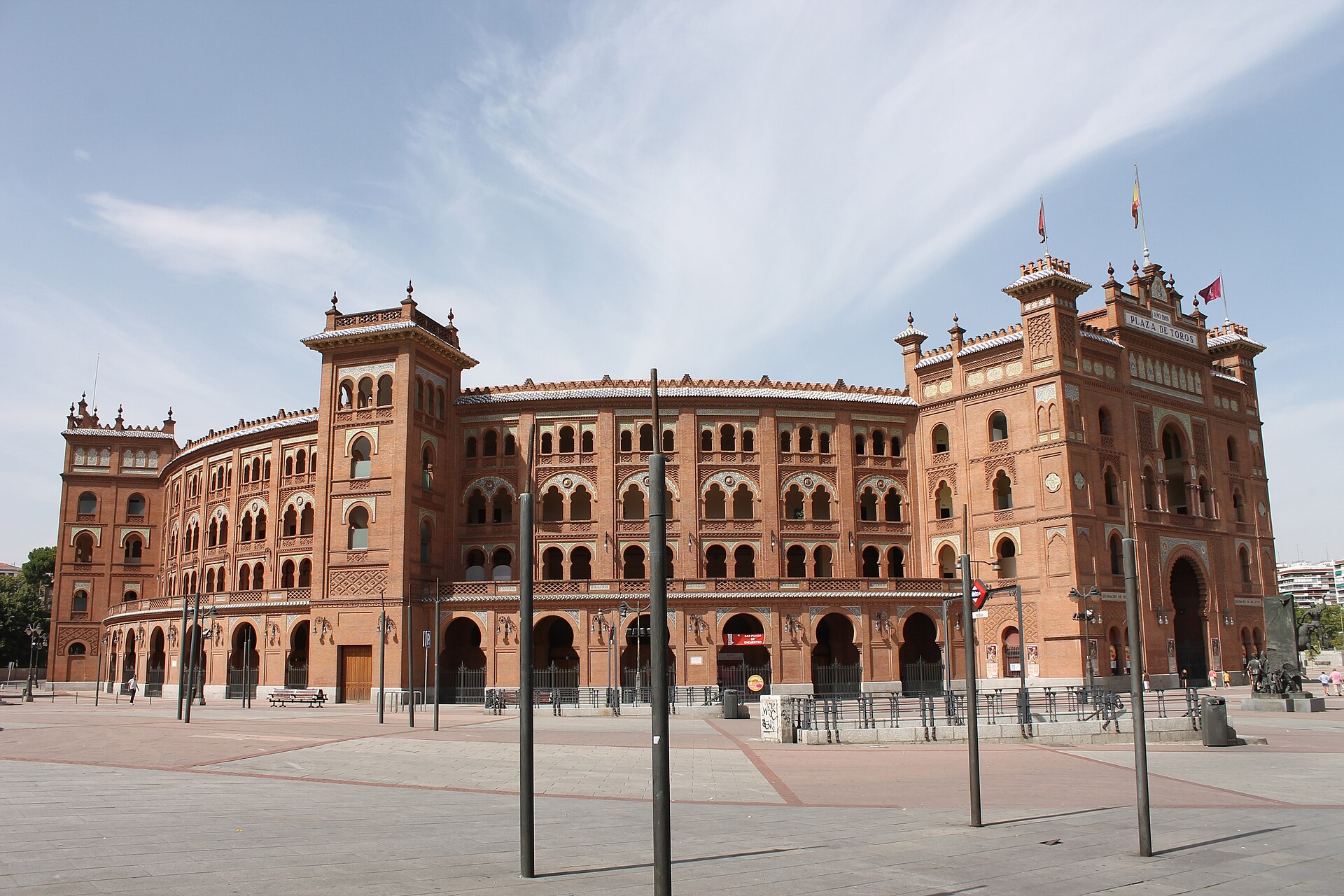 The brick façade of the Las Ventas bullring in Madrid