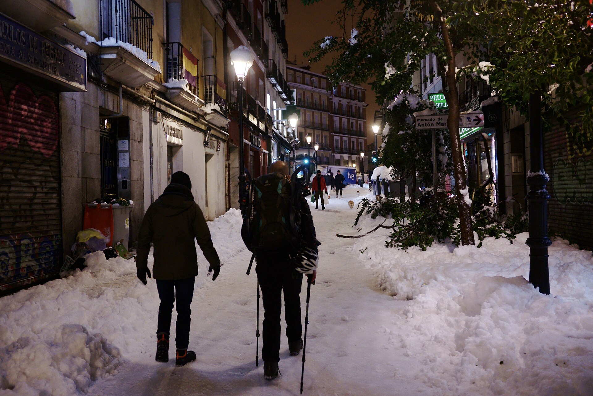 Calle de la Magdalena in Madrid seen along the street