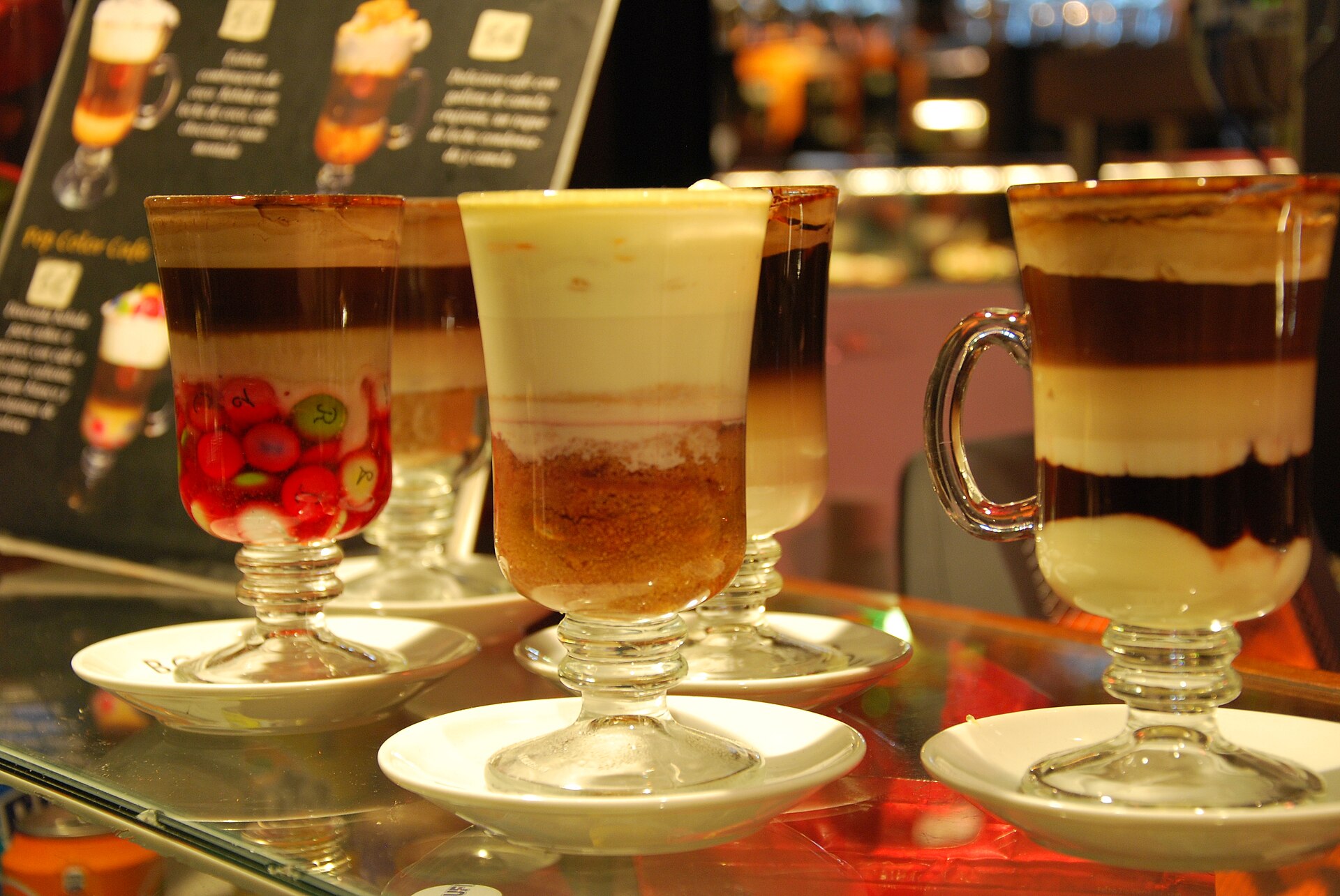 Coffee stall inside the Mercado de San Miguel in Madrid