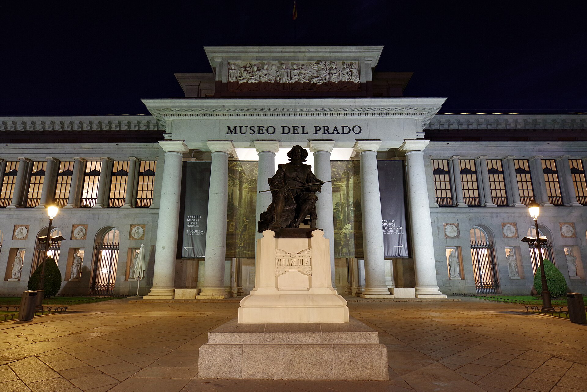 The Diego Velázquez monument outside the Prado Museum in Madrid