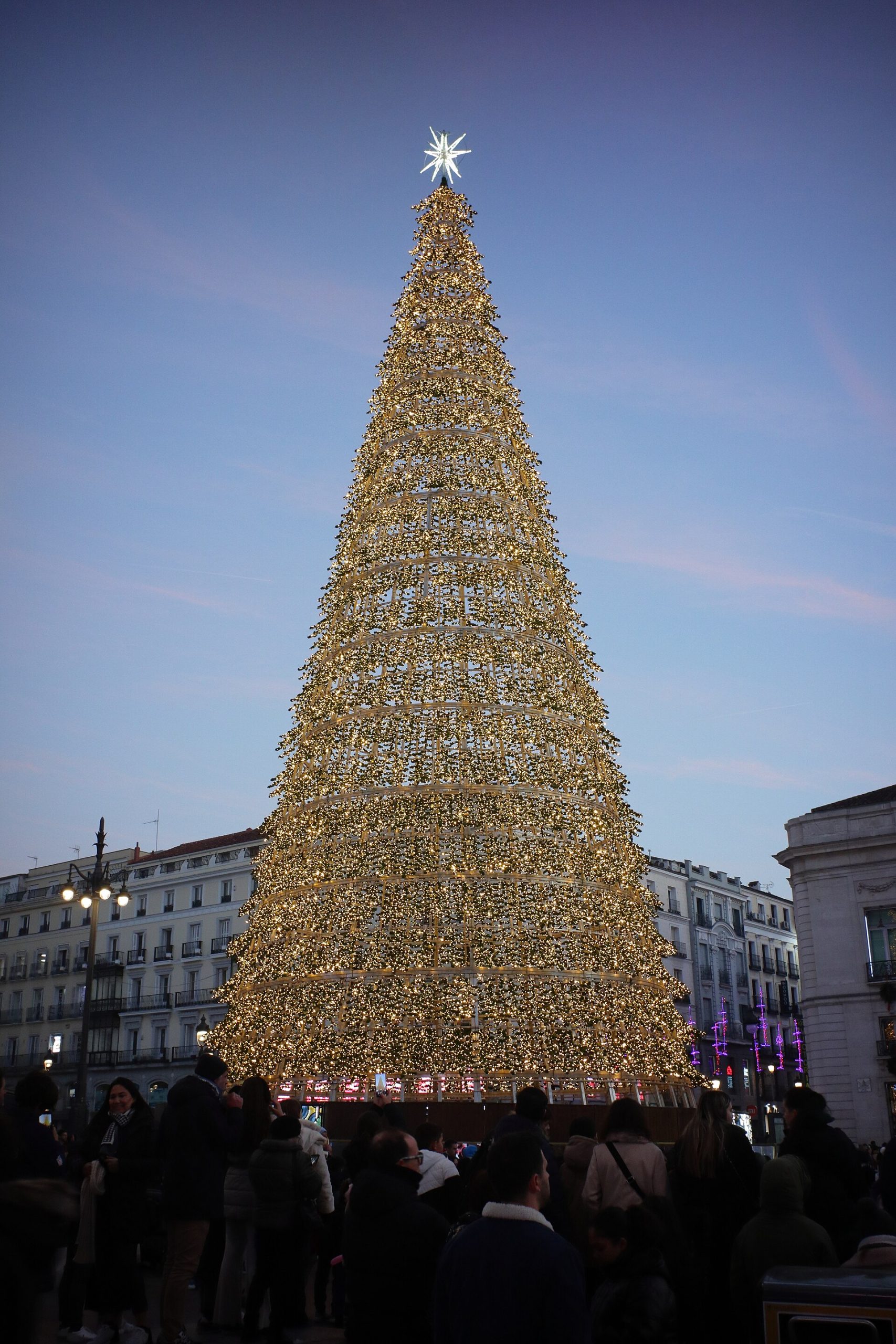 Christmas lighting display over Puerta del Sol, Madrid