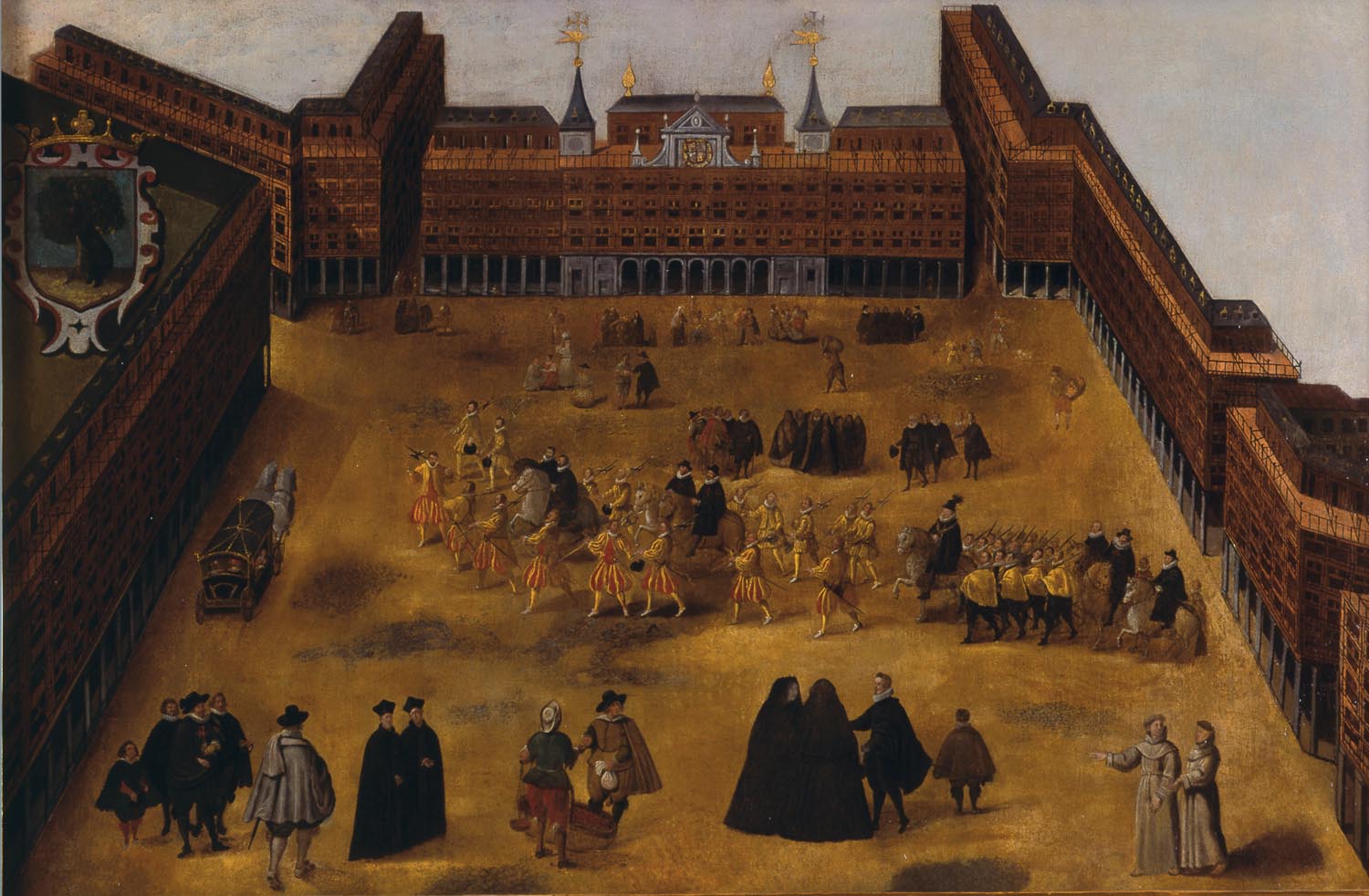 Painting showing Madrid's Plaza Mayor as it looked in the 17th century