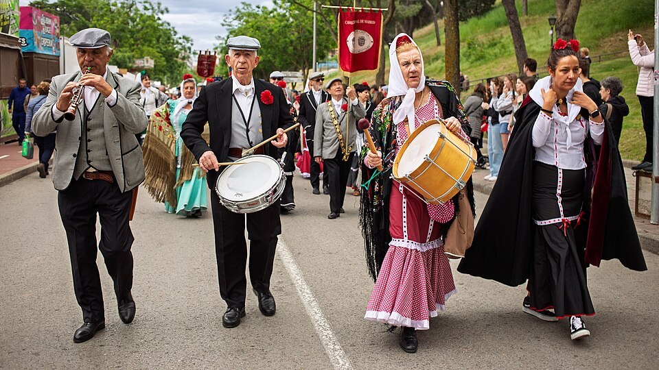 Musicians in traditional dress in a San Isidro procession in Madrid