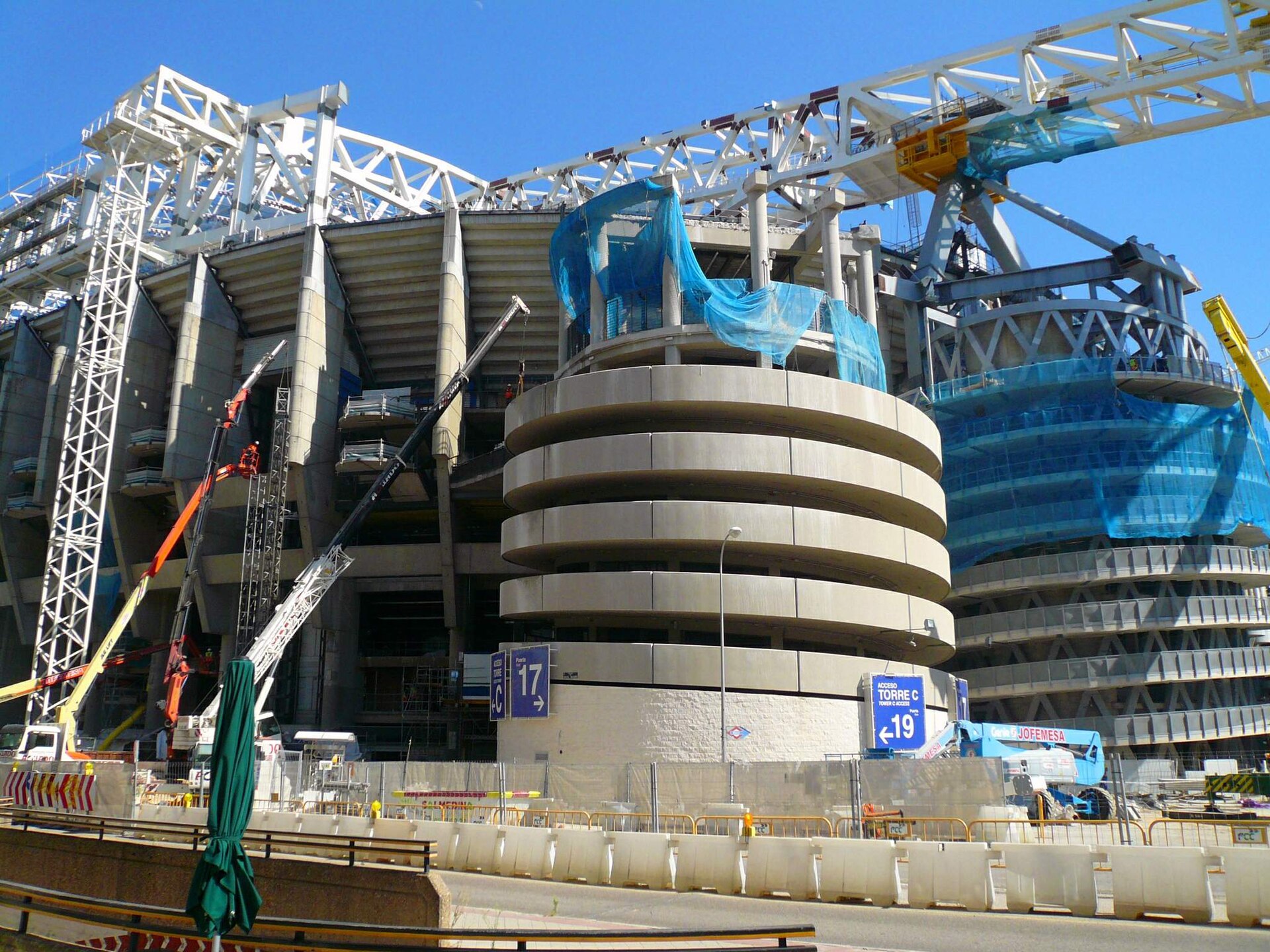 Construction work on the new Santiago Bernabéu stadium in July 2021