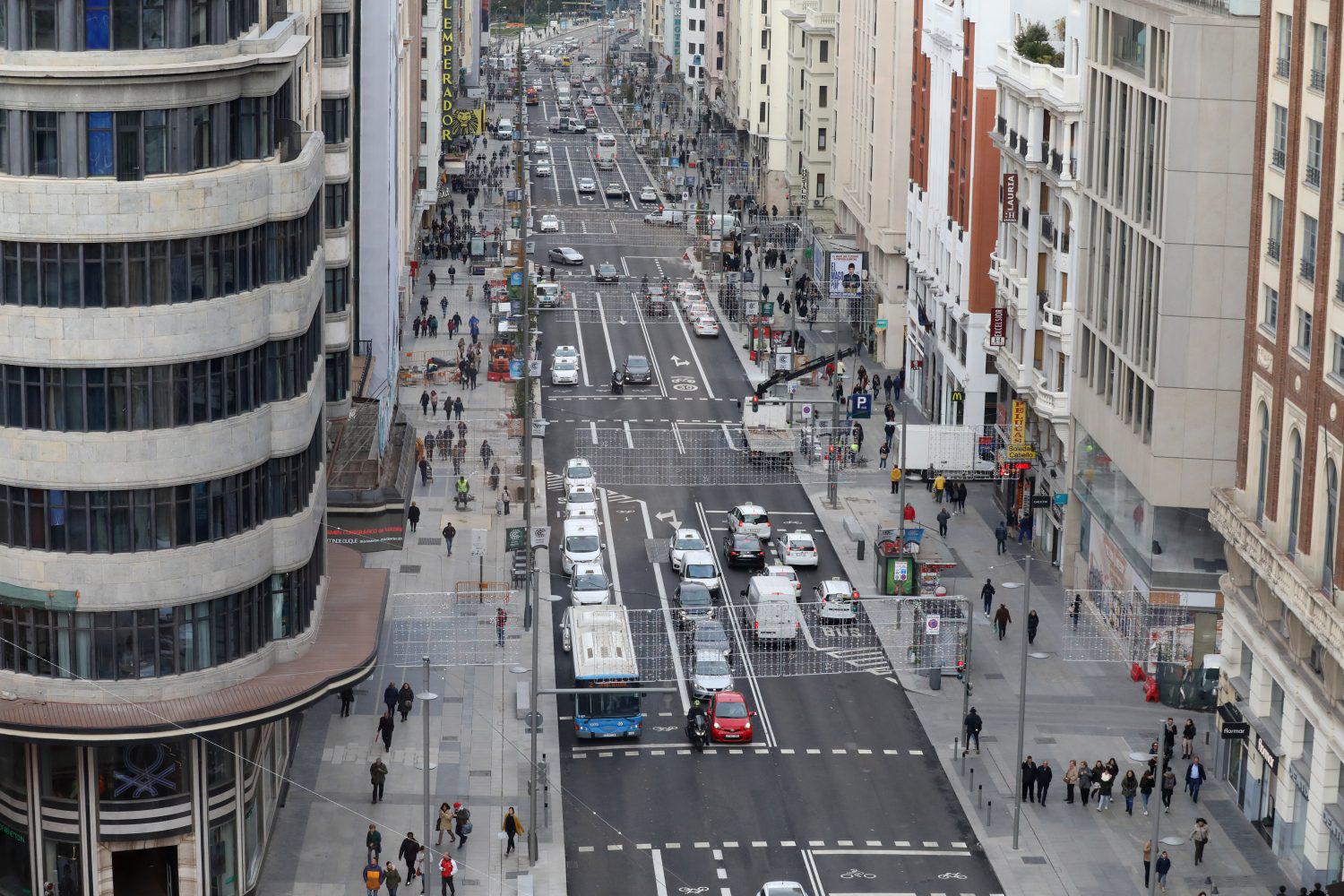 Gran Vía in Madrid at its reopening after six months of remodelling works