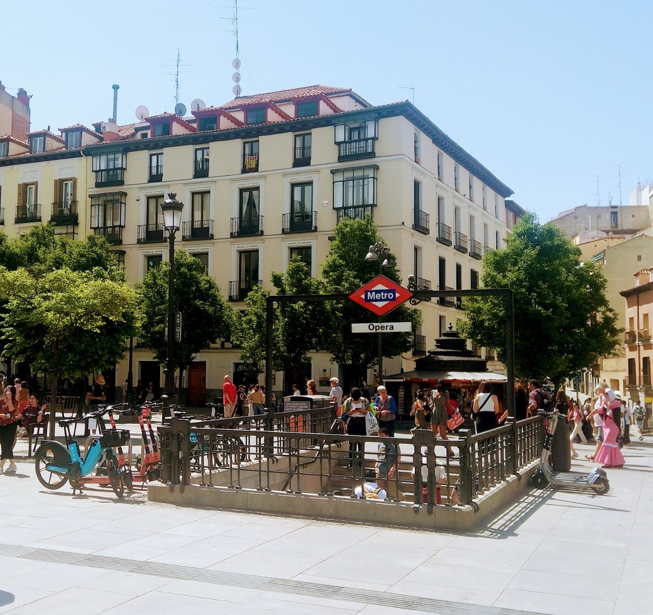 Street entrance to the Ópera metro station in Madrid
