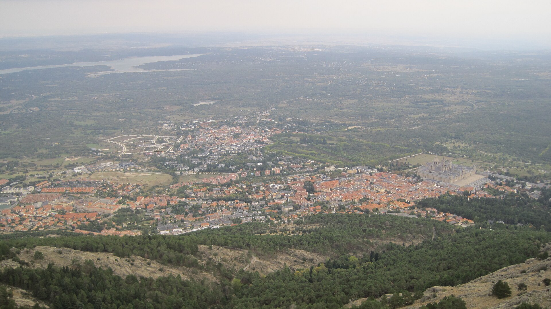 El Escorial and the town of San Lorenzo seen from the summit of Monte Abantos