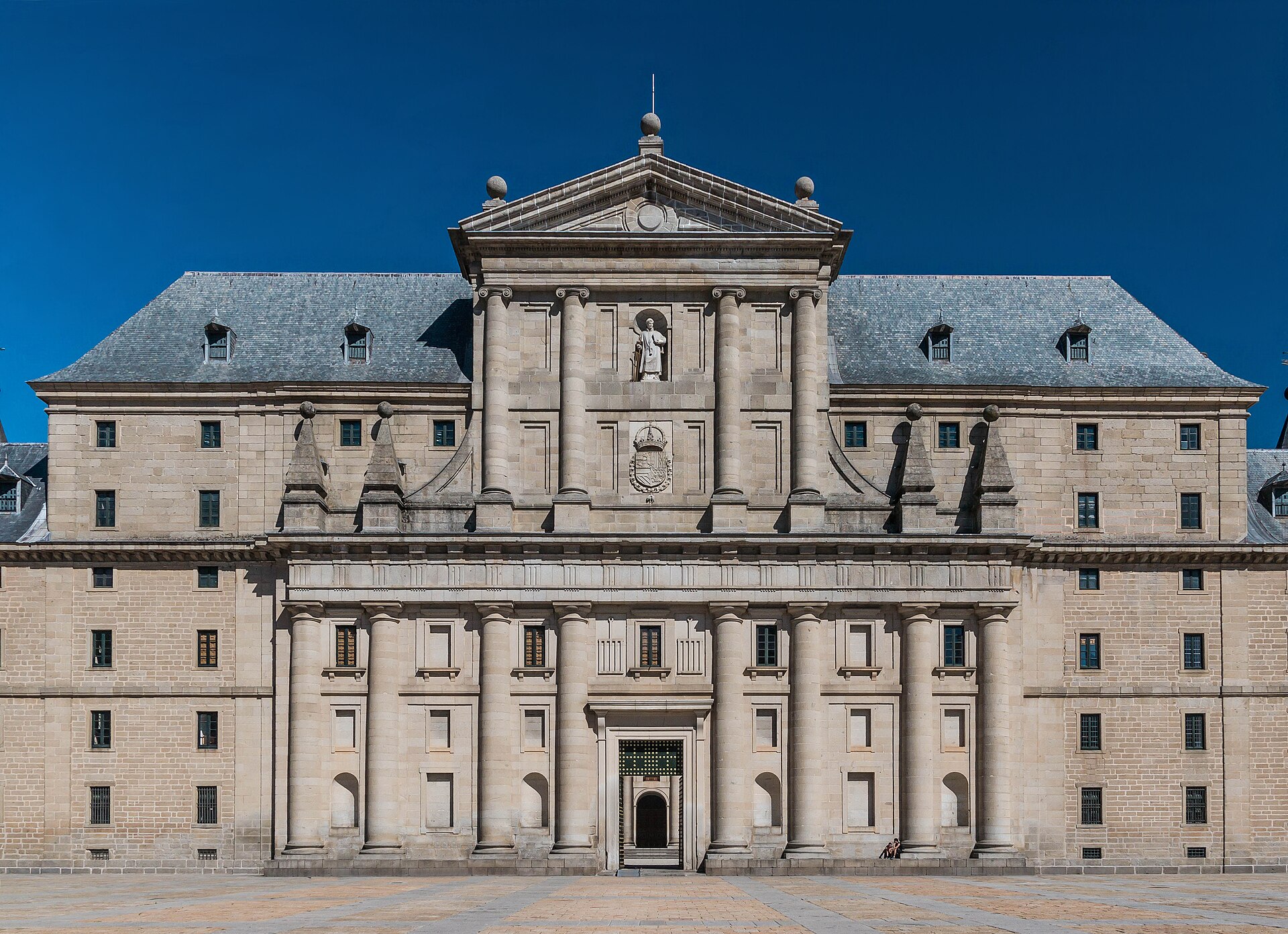Detail of the main facade of the monastery of San Lorenzo de El Escorial