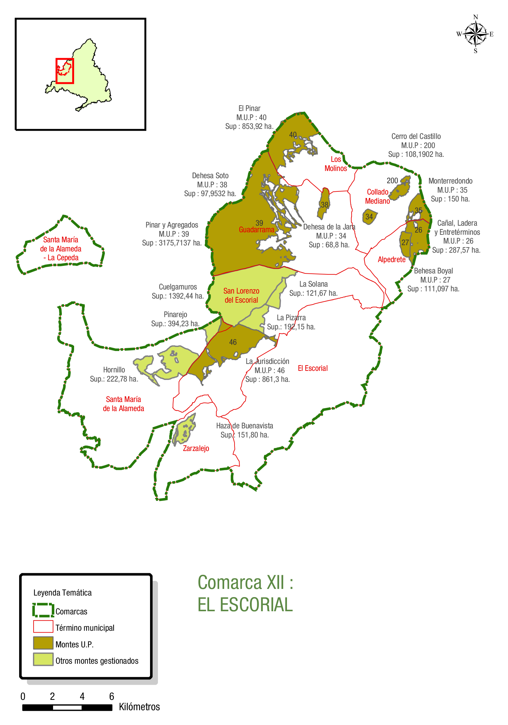 Comarca forestal 12 de la Comunidad de Madrid (2007) El Escorial, mapa.png